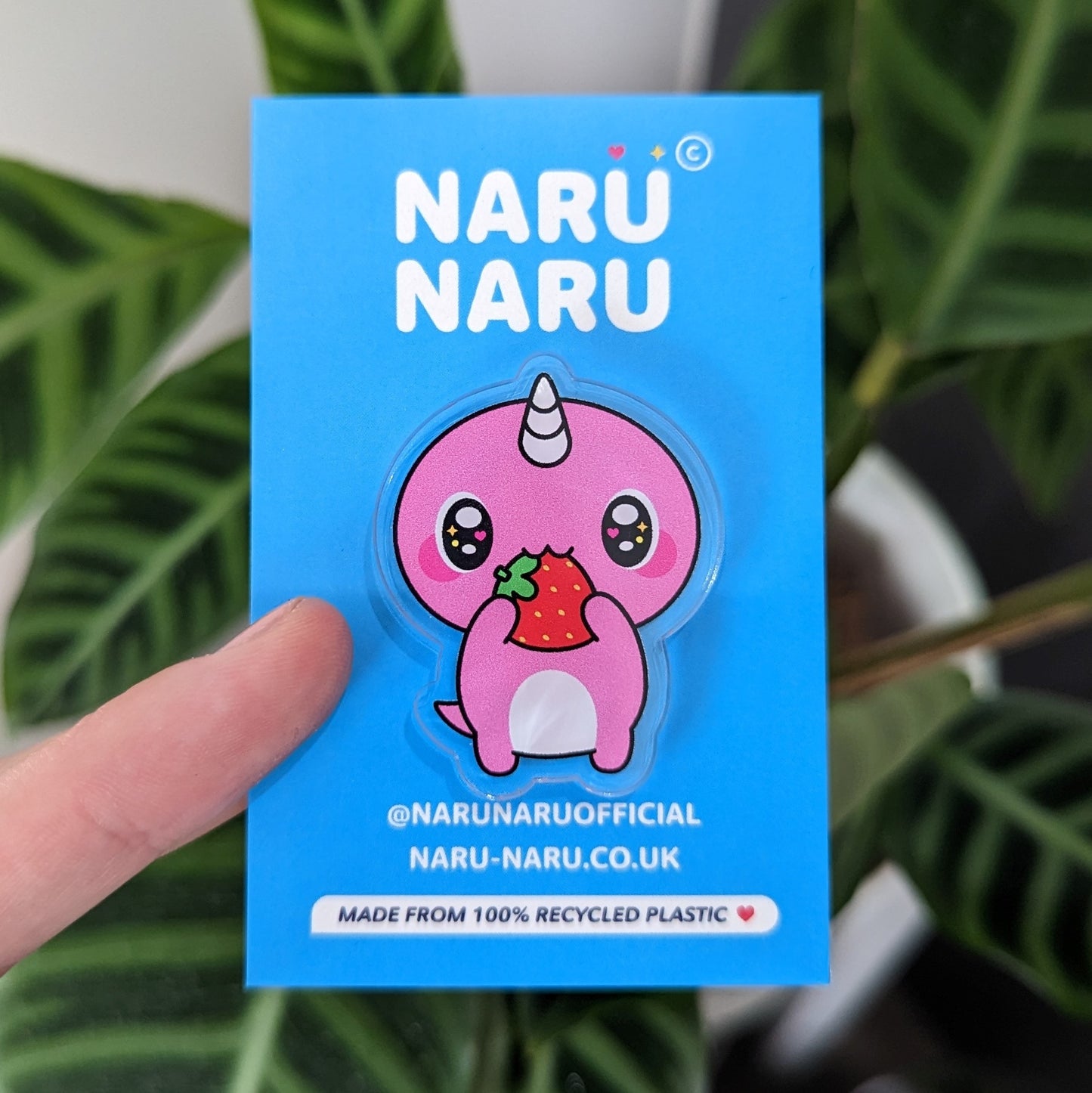 Acrylic Pin - Pink Strawberry Naru